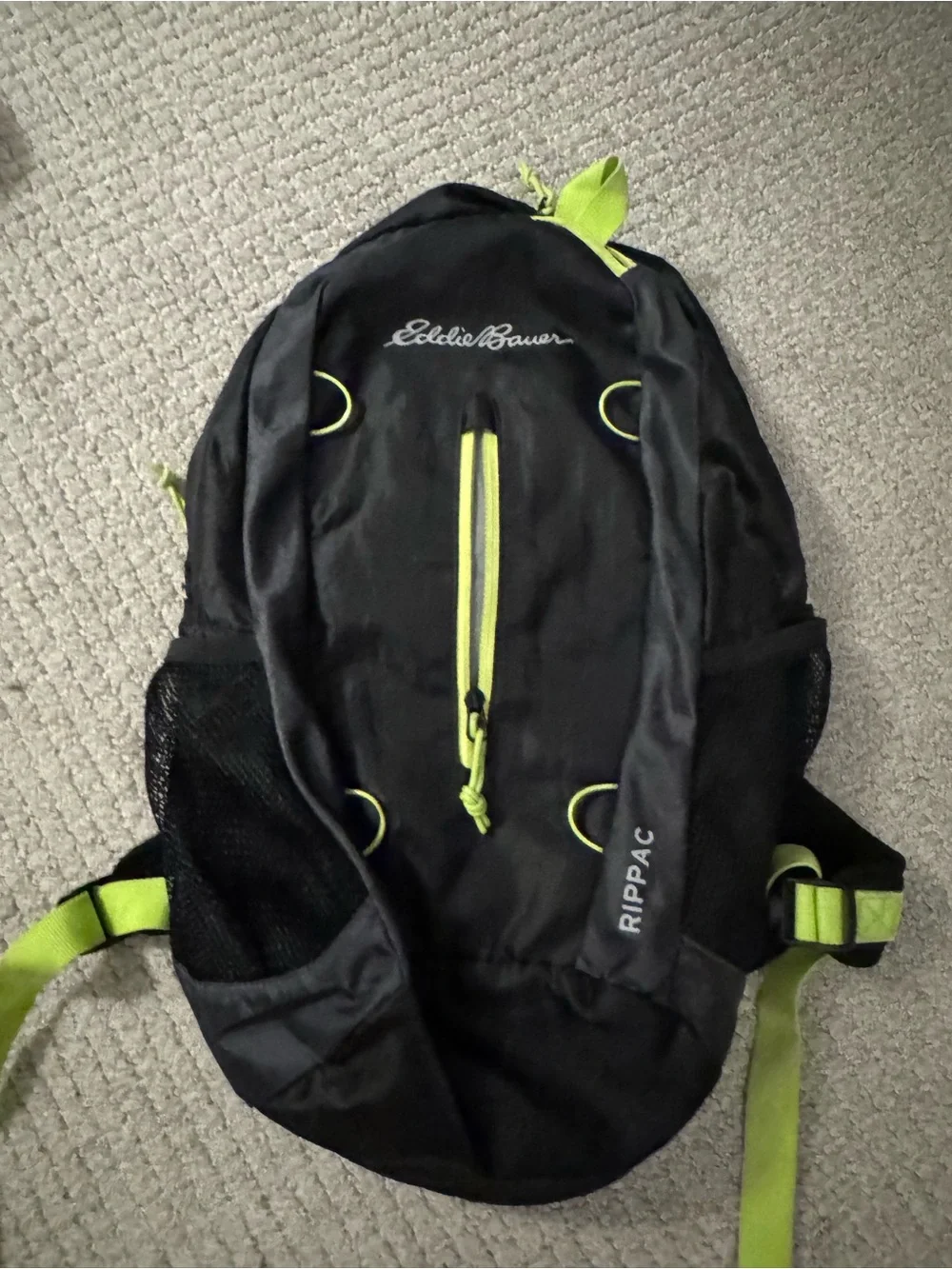 Eddie Bauer Black Backpack with Lime Accents
